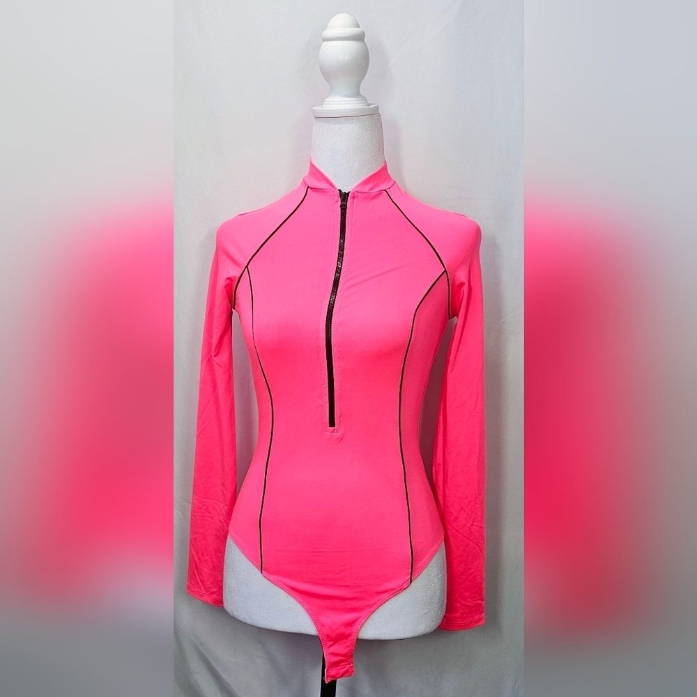 Small Bright Pink Long-Sleeve Bodysuit